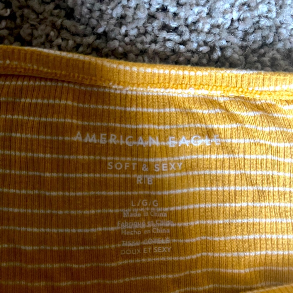 Yellow stripped American Eagle crop top